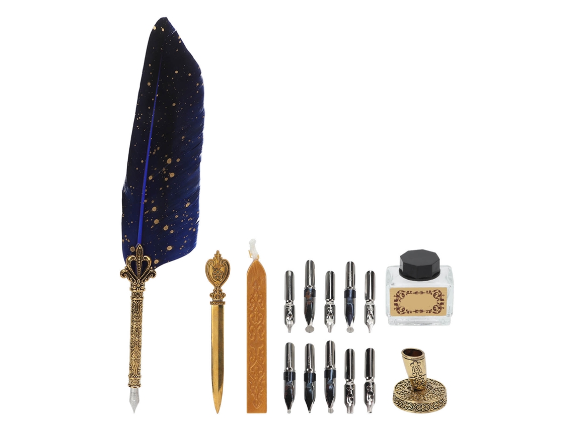 Juego De Pluma Estilográfica Retro Pluma Con Plumillas De Repuesto Para Caligrafía - Azul