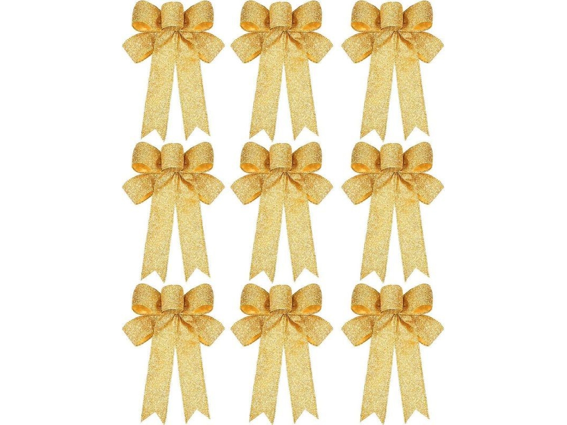 9 Lazos De Cinta Navideña Brillantes Para Decoraciones De Fiestas, Árboles Y Regalos De Navidad.