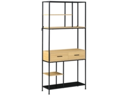Estantería industrial PRIME KANG, 5 baldas, 2 cajones, estructura metálica, 80x30x170,5 cm, Roble