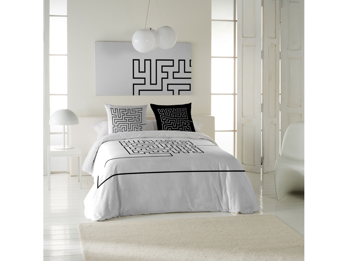 ICEHOME - Funda Nórdica Estampada cama 180 - Algodón Extrasuave - Incluye 1 o 2 Fundas de Almohada - LABERINTH