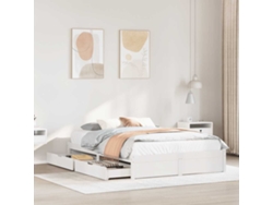 Cama De Matrimonio | Cama Para Adultos | Estructura De Cama Sin Colchón Madera De Pino Blanca 150x200 Cm