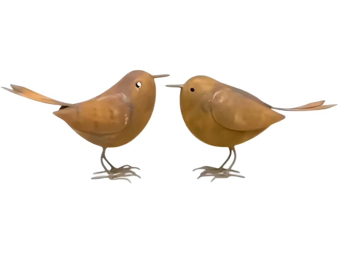Figuras Genéricas De Pájaros Pequeños 2 Piezas,s A La Intemperie, Rústicas - Figuras Coleccionables De Pájaros De Metal