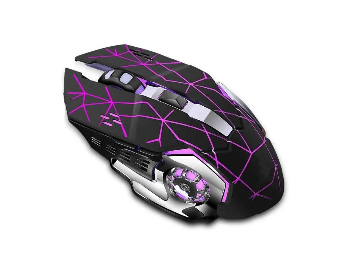 YIZHOOD X8 Ratón de Carga Inalámbrica para Juegos Silencio Retroiluminado Óptico Mecánico Accesorios de Computadora para PC Portátil Negro Starshine