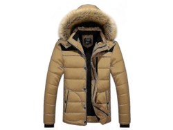 Chaqueta De Invierno Para Hombre Abrigada Con Capucha De Pelo Talla 3xl Caqui 3xl Caqui