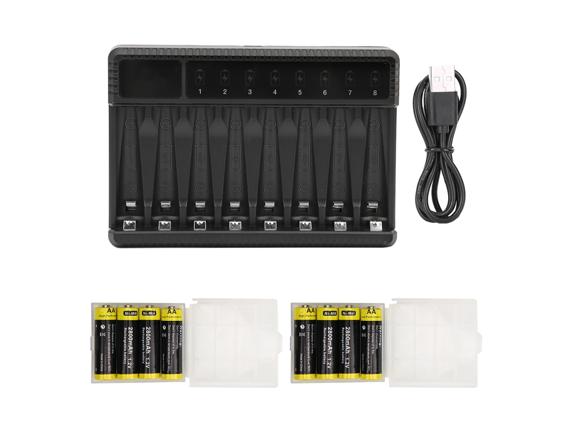 2026-cargador De Baterías Usb Para Aaa Con Pantalla Lcd, Cargador De Escritorio