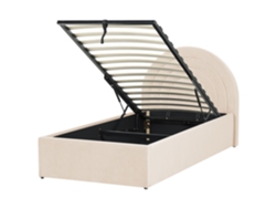 Cama con almacenaje BELIANI Anet de Terciopelo Beige 106x218x100