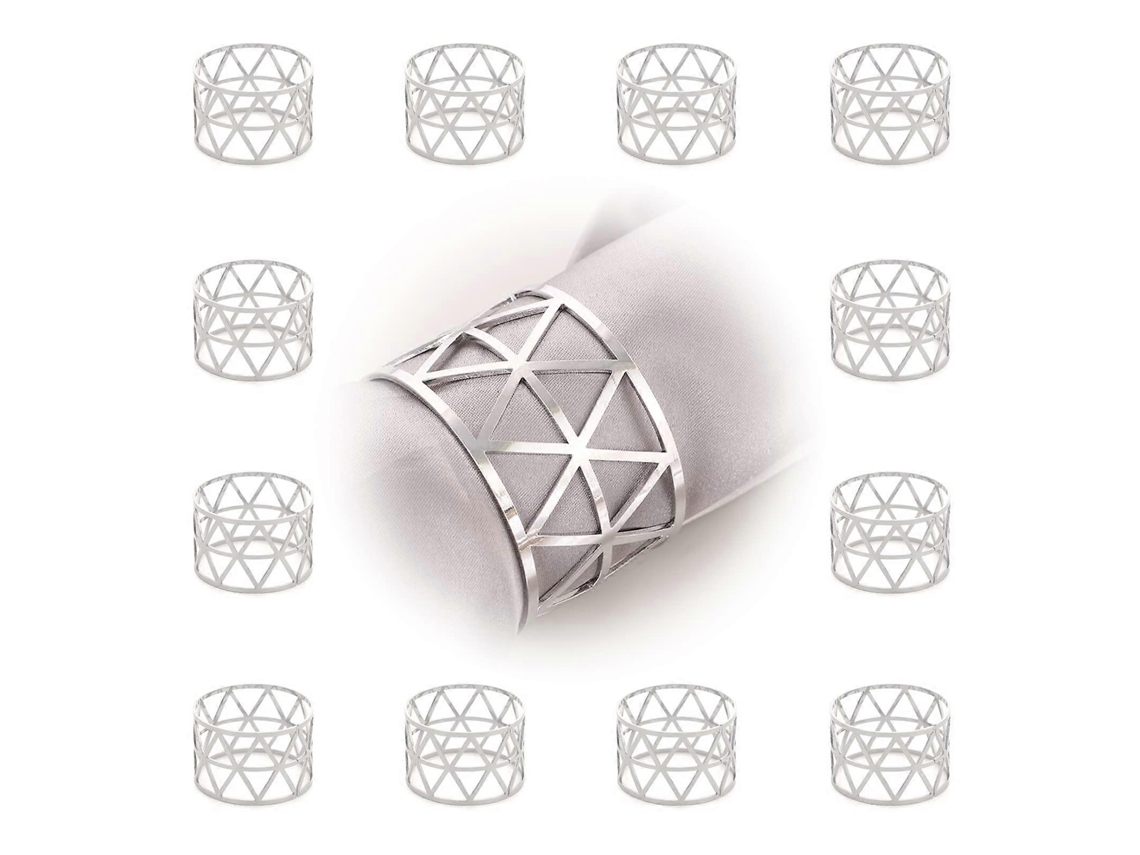 Rebe-12 Anillos Para Servilletas Oro Y Plata, Diseño Triangular Hueco, Para Navidad, Bodas Y Cumpleaños, Decoración De Mesa Reutilizable