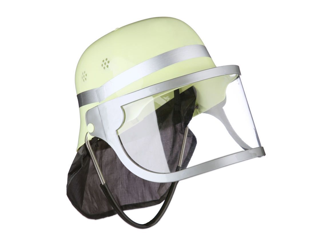 Relaxdays Casco De Bombero Para Niños, Ajustable, Visera Abatible, Cubrenucas, Disfraz, 24,5 X 22,5 X 28 Cm, Amarillo