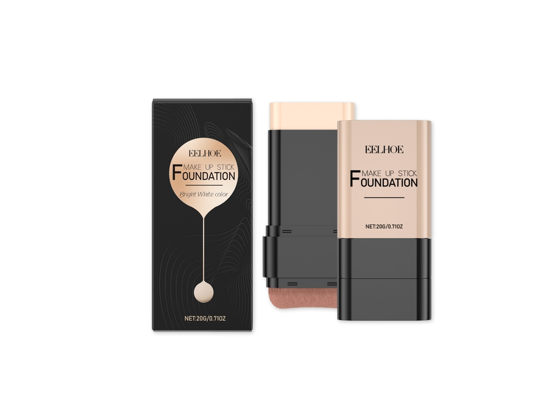 Brocha de base de maquillaje blanca brillante