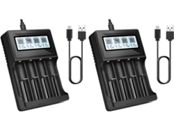 Cargador De 2 Baterías 18650 Con Pantalla Lcd Y Función De Seguridad.