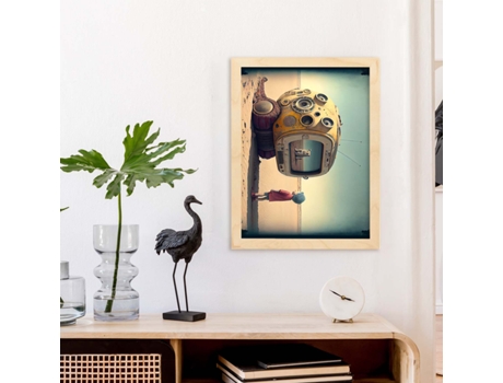 NACNIC Poster Tv Amarillo En Estilo Surrealismo Cinematográfico Ilustraciones Y Grabados De Historieta Abstracta Y Artística A4 Marcos Negros