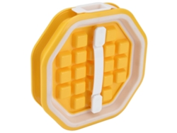 Bandeja Para Cubitos De Hielo 2 En 1 Con Tapa De Silicona Plegable, Tpr Pp, Para Picnics, Amarilla