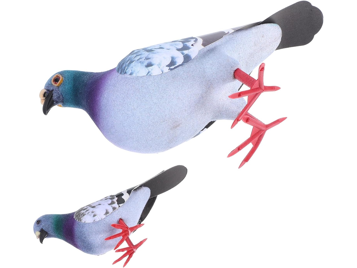 Juego De 2 Palomas Artificiales De Espuma Con Plumaje Para Decoración.
