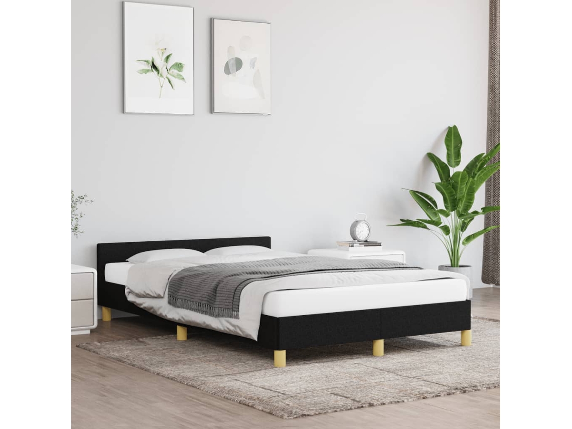 Estructura De Cama Sin Colchón Tela Negro 120x190 Cm