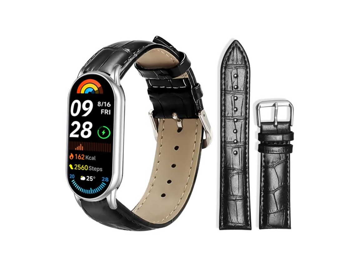 Correa para Xiaomi Smart Band 10/9/8/NFC - Piel - Hebilla - Textura de bambú (14 mm)