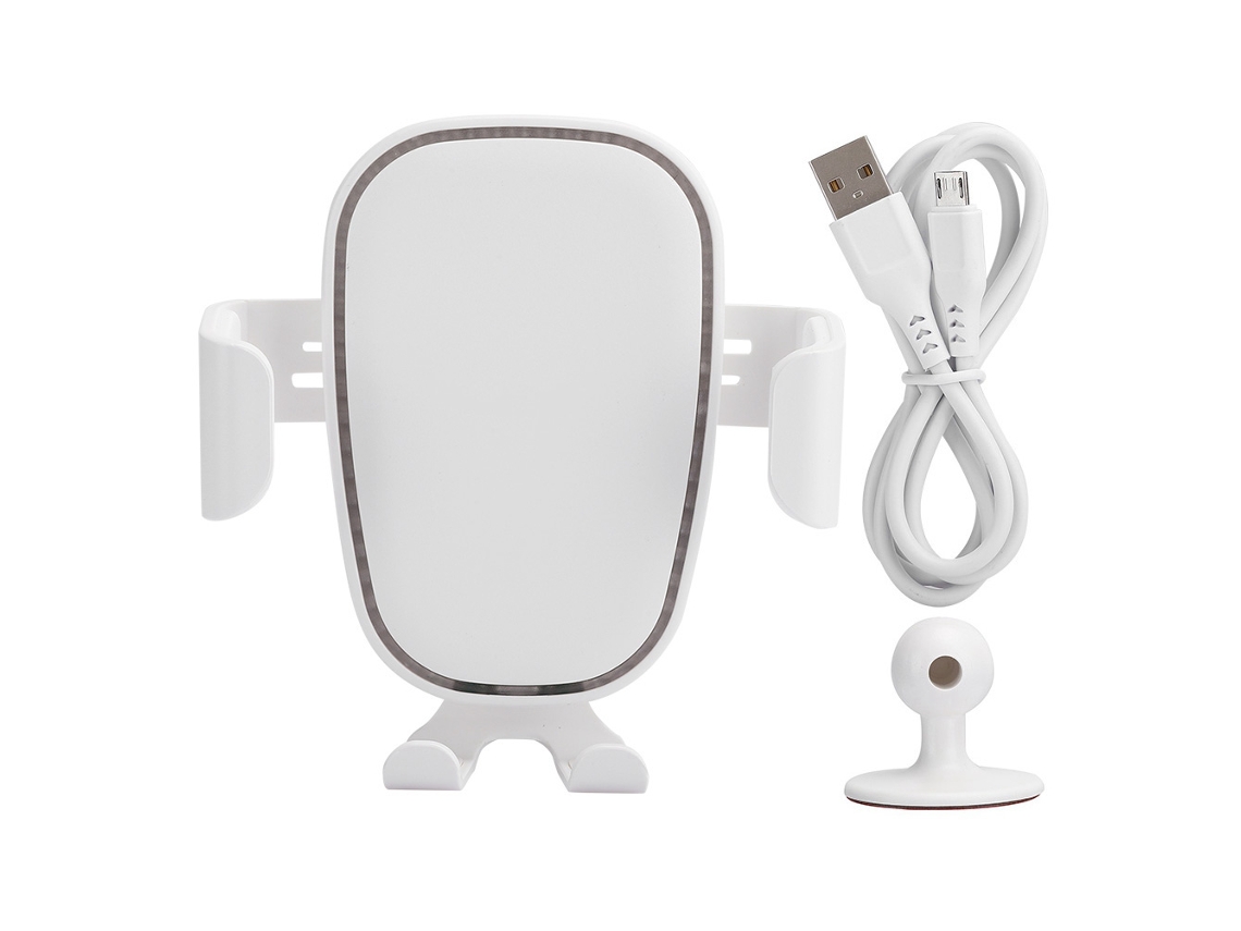 Cargador Inalámbrico Para Coche Con Soporte Giratorio 360 Grados Blanco