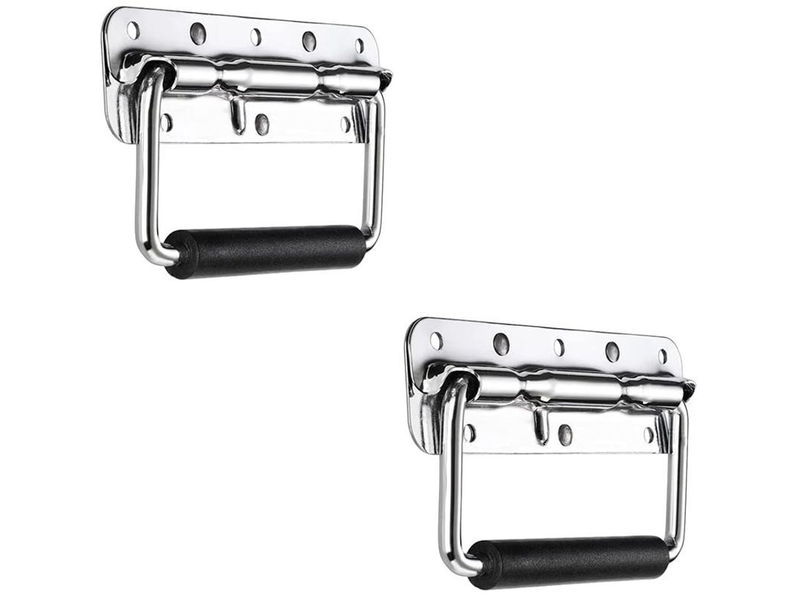 Asas plegables para maletas de acero inoxidable con funda y asa de goma.