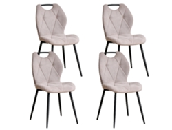 Silla de comedor, cómoda, de terciopelo, diseño minimalista moderno, juego de 4 piezas en color beige.
