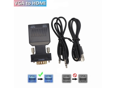 Adaptador convertidor compatible con HD 1080P VGA a HDMI con audio para PC portátil a proyector HDTV Adaptador compatible con HDMI a VGA