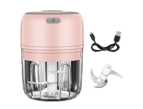 Mini picadora de alimentos eléctrica batidora de alimentos con carga USB portátil inalámbrica resistente al agua (250 ml) color rosa ZMDECQNA