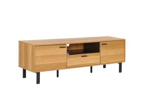 Mueble TV madera clara/negro 160 x 40 cm BELIANI Claremont