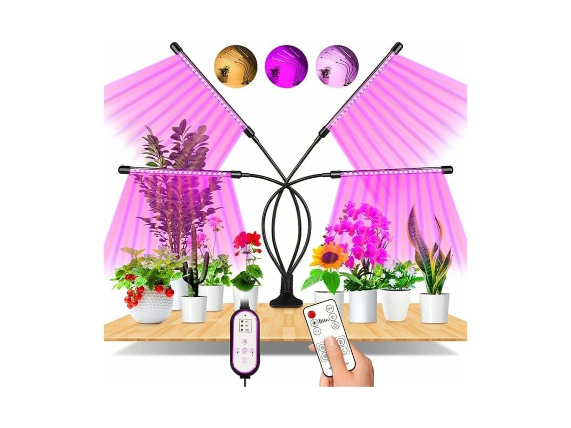 KOFIHETY Lámpara de cultivo flexible de 4 cabezales, luz blanca con juguete interactivo para gatos, para que tus felinos estén felices y tus plantas saludables