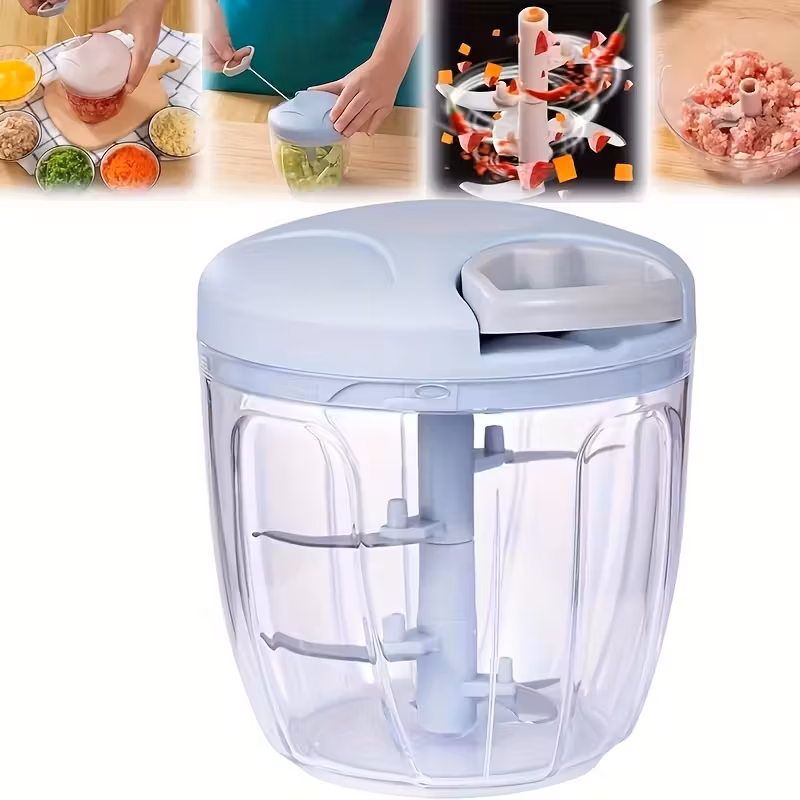 Picadora de alimentos manual de 900 ml con cable, material PET duradero, prensa de ajo y procesador de verduras y frutas, Stelasplen