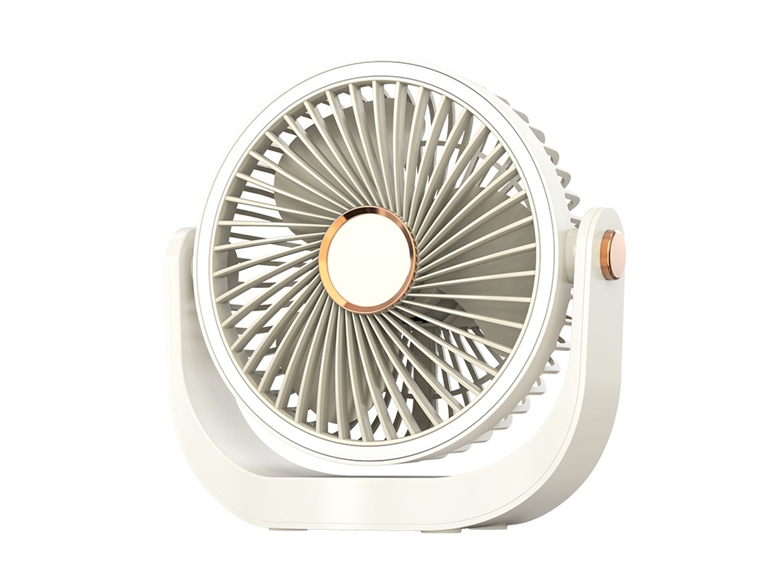 Ventoinha De Mesa Recarregável Usb Silencioso Com Luz Noturna E 5 Velocidades, Branco Gertiz