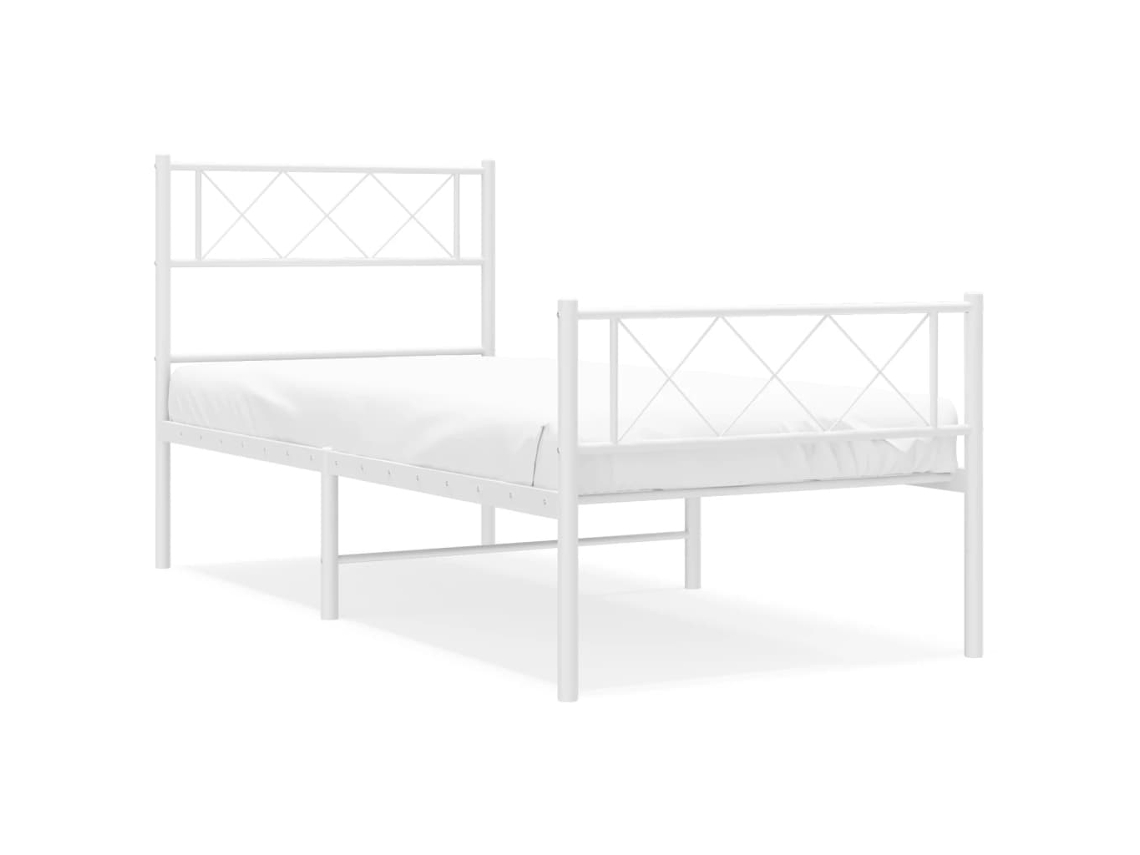 Maison Exclusive - Estructura Cama Sin Colchón Con Estribo Metal Blanco 90x200 Cm