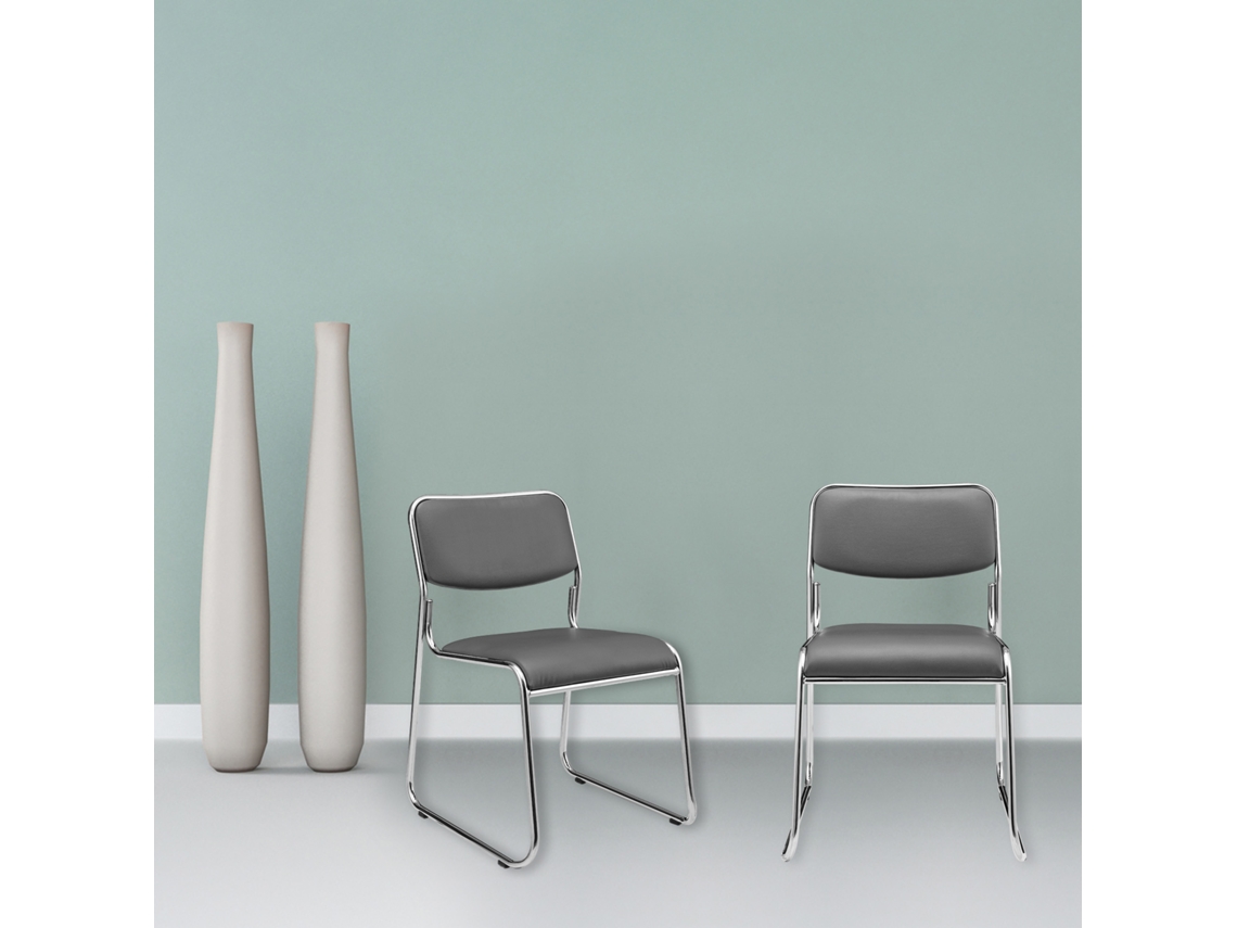 Silla de Oficina PRO.TEC Metal (Gris - 51 x 77 x 55 cm)