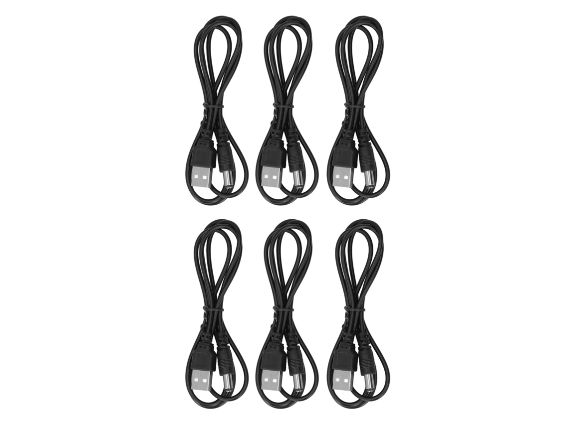 Cable De Alimentación Con Conector Dc 5v, 6 Piezas, Usb 2.0 A Macho A Jack De Barril 5.5x2.1mm, Negro, Accesorios Eléctricos.