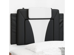 Cabecero De Cama Acolchado Cuero Sintético Negro Y Blanco 90 Cm