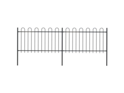 Valla de jardín con aros superiores de 3,4 x 1 m, acero negro, DKD HOME DECOR