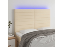 Cabecero Con Luces Led Tela Crema 144x5x118/128 Cm