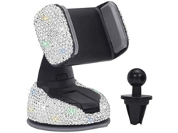 Soporte Para Teléfono De Coche Con Detalles Brillantes, Soporte De Cristal Con Diamantes De Imitación, Base De Ventilación Para Coche.