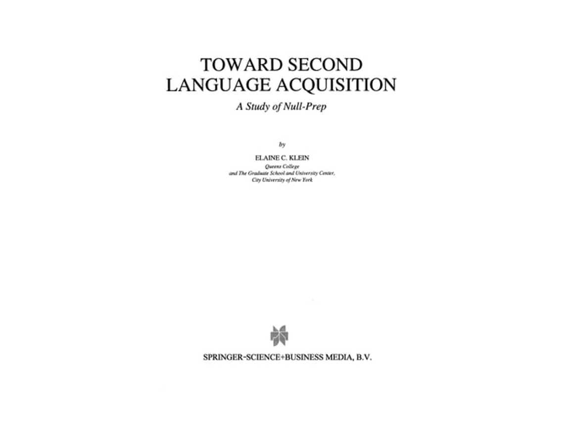 Libro Toward Second Language Acquisition De Ec Klein (inglés)