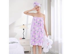 Conjunto: Albornoz Estampado + Secador De Pelo, Toalla De Forro Polar Coral Para Después Del Baño.