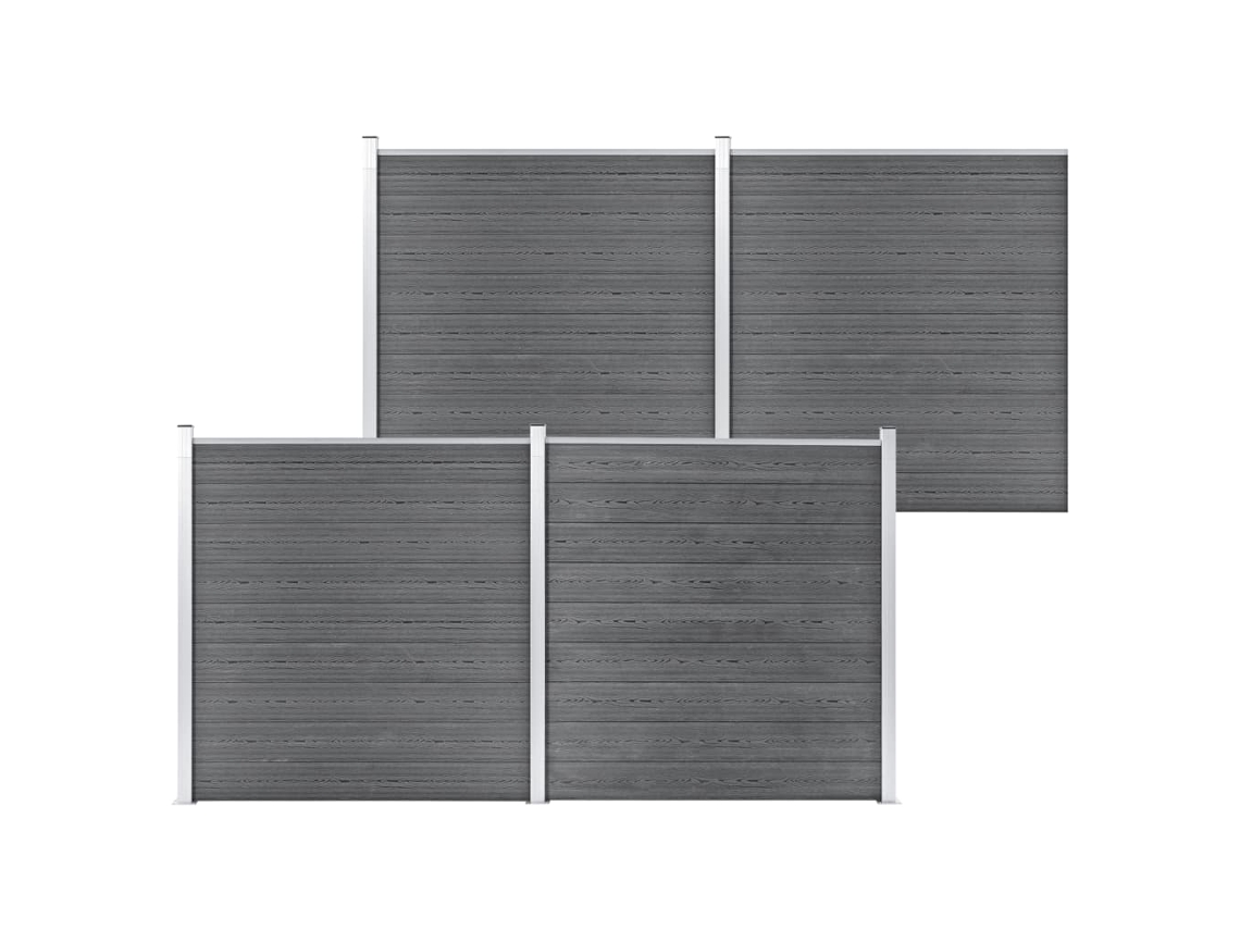 Panel de valla de jardín de 699 x 186 cm, WPC, gris, DKD HOME DECOR