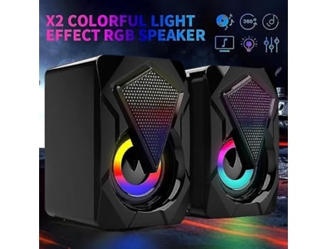 Altavoces Altavoces de ordenador con cable Yyh-Usb, Subwoofer estéreo de graves, Subwoofer de Led colorido, negro