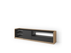 Mueble Tv, Televisión, 207x37x50cm, Para Tv Hasta 80", Led, Negro Y Roble