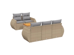 Conjunto de 6 sofás de jardín con cojines de mimbre beige MAISON EXCLUSIVE (80x200 cm)