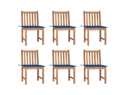 Sillas de jardín DKD Home Decor de 6 piezas con cojines, madera maciza de teca