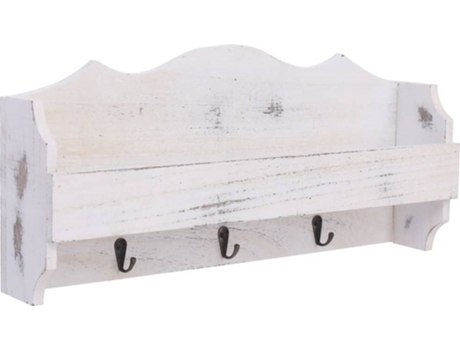 vidaXL Perchero de pared de madera blanco 50x10x23 cm