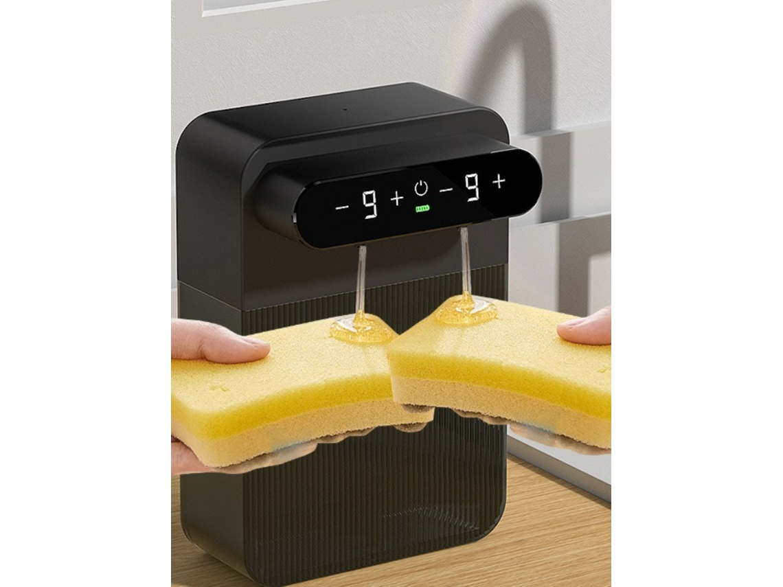 Dispensador de jabón automático de doble cabezal 400 ml + 400 ml recargable por USB MDUG (líquido izquierdo y derecho)