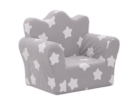 Sofá para niños felpa suave VIDAXL gris claro con estrellas