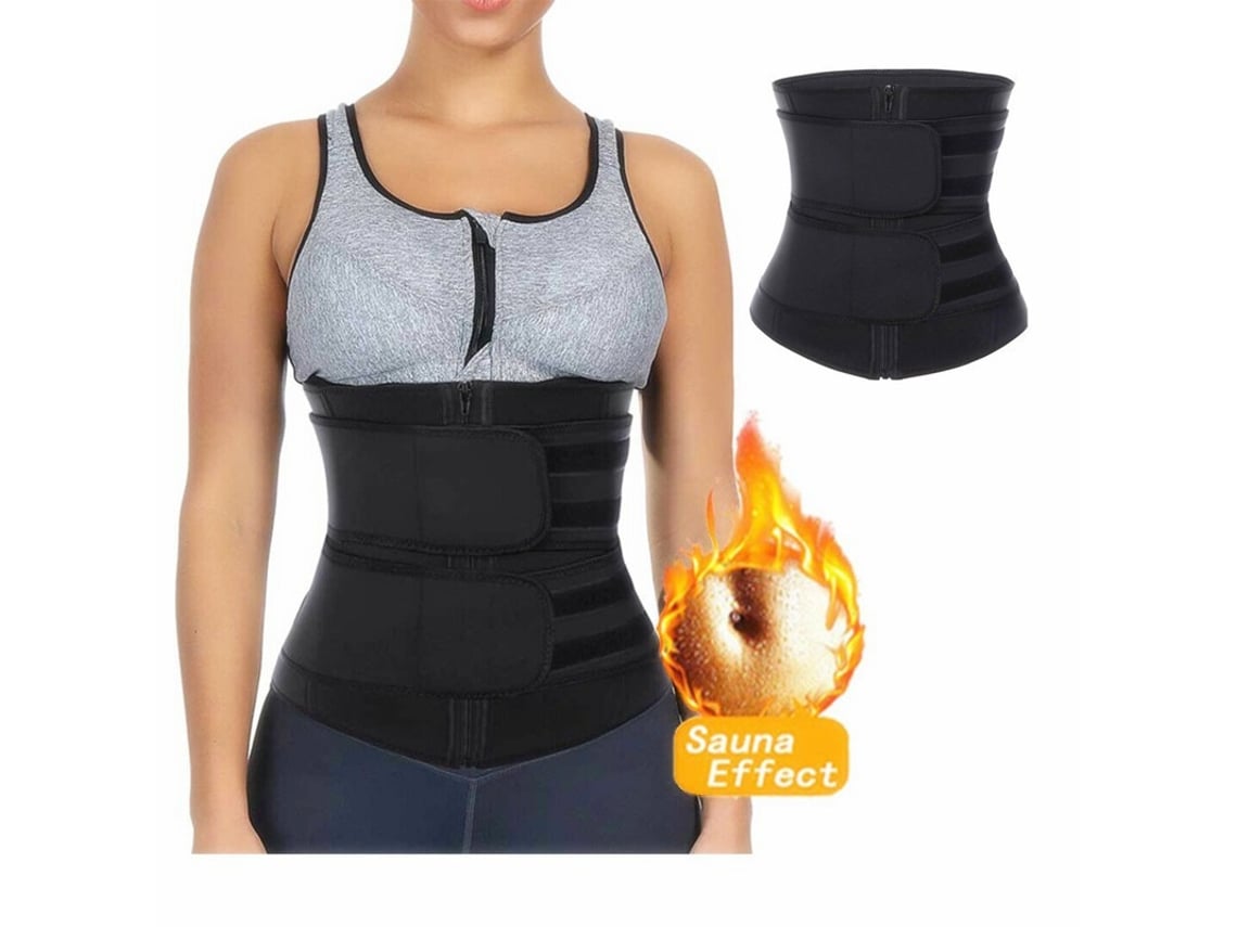 Cinturón moldeador de neopreno para mujer Yuysan, con dos bandas reforzadas, para deportes y abdomen, negro, 2 mm de grosor, talla S