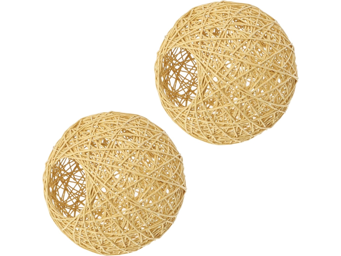 Pantalla Lámpara Tejida Yute 15 Cm Amarilla 2 Piezas