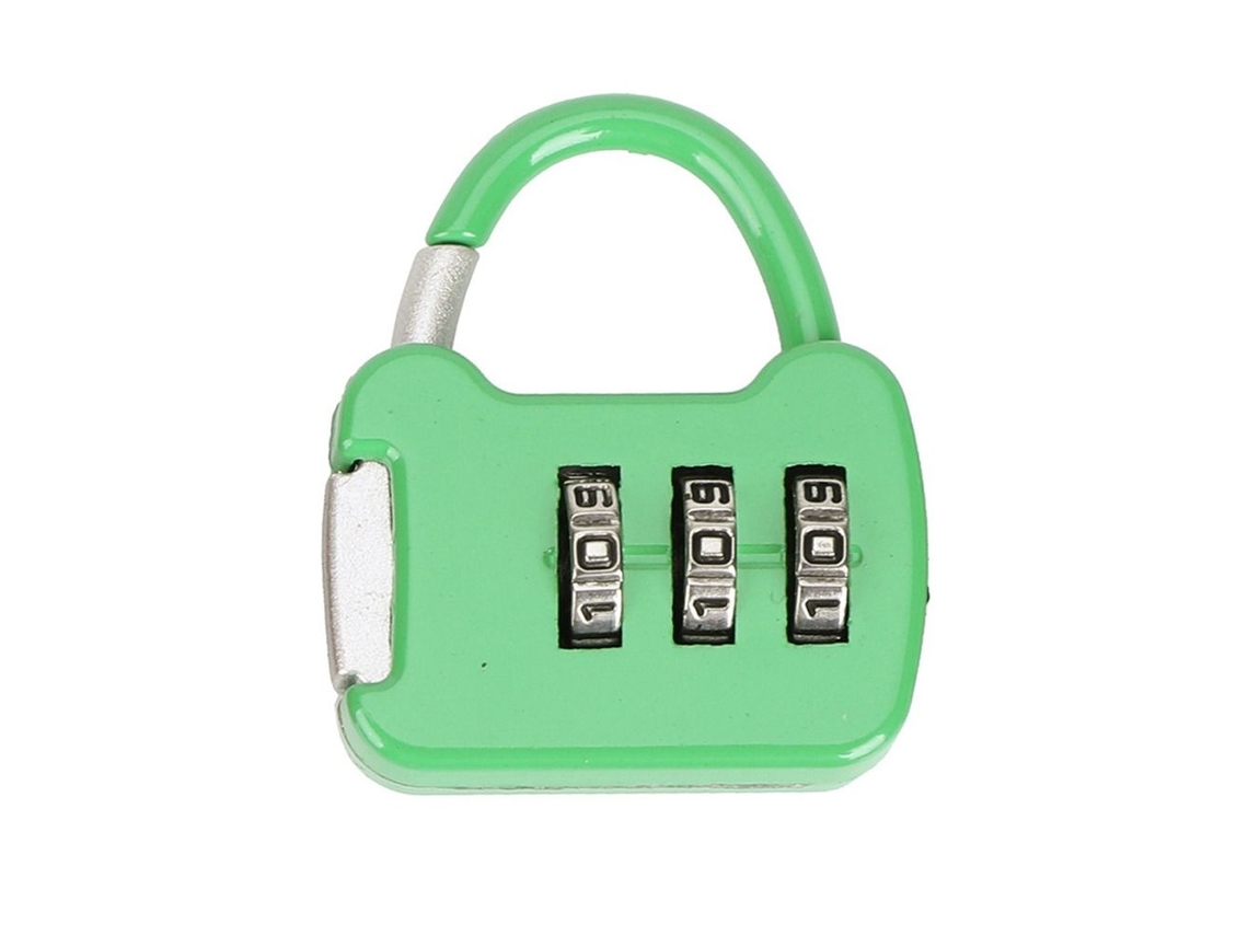 Candado portátil de tres dígitos para equipaje con cremallera y combinación. Mdug (verde)