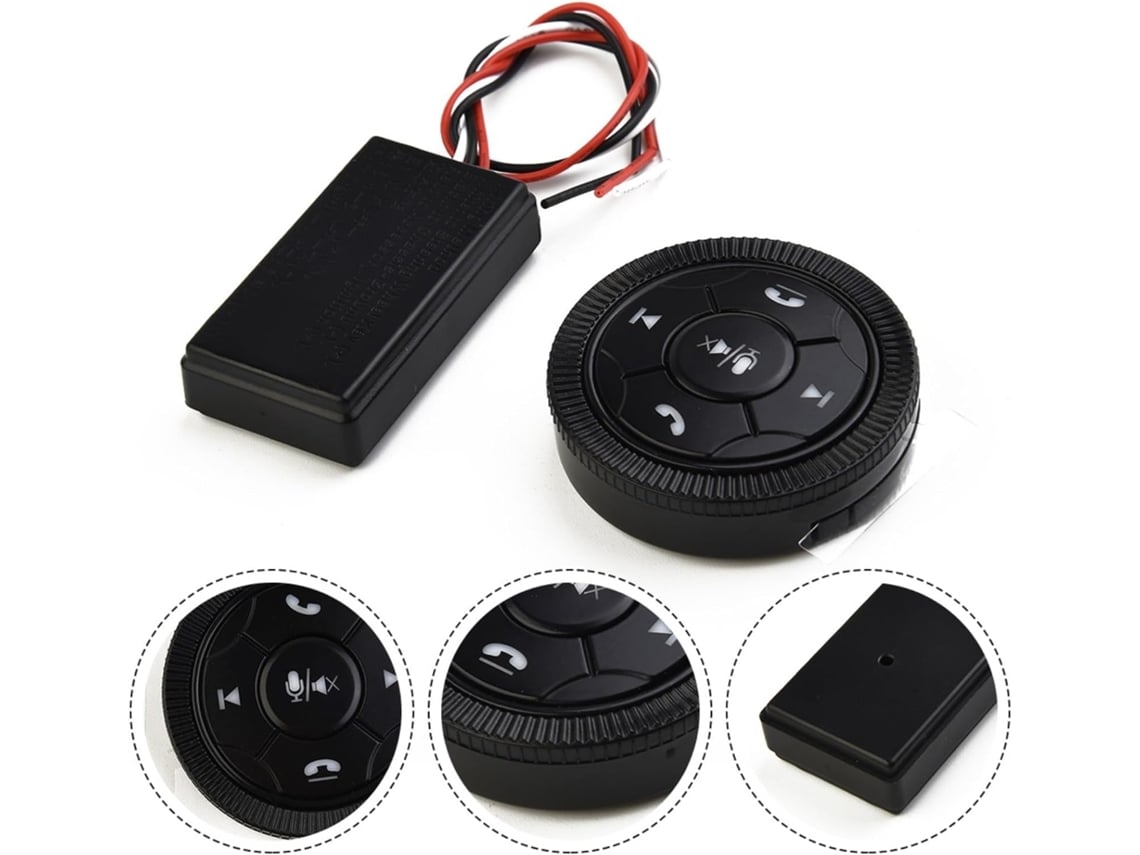 Control Remoto Inalámbrico Para Volante Para Audio De Automóvil, Gps, Modo De Volumen, Teléfono, 7 Botones, Negro.