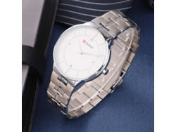 Reloj Hombre De Moda Empresarial Acero Resistente Al Agua Casual De Cuarzo Caja Blanca